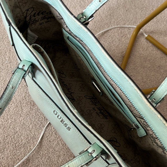 Guess Light Blue Tote Snake Skin - Picture 2 of 3